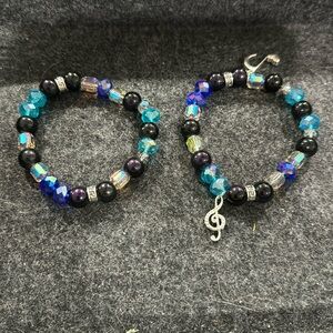 Blue Ocean Crystal Beads Bracelet Set